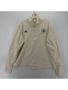 Boston Marathon Adidas Top Large Cream 2024 Aeroready 1/4 Zip Running *